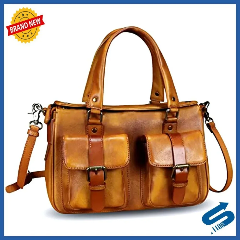 Genuine Leather Satchel Purse Top Handle Shoulder Crossbody Bag